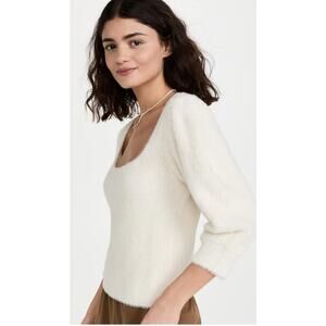 Free People Moonbeam Pullover Sweater Fuzzy 3/4 sleeve M Balletgrunge Softgirl